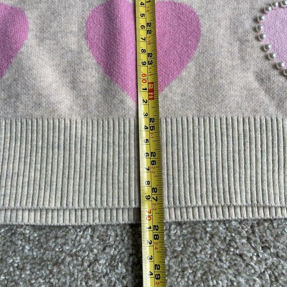 Crown & Ivy Women's Plus Size 2X Pink Heart Pearl Embellished Sweater Preppy - Picture 14 of 14